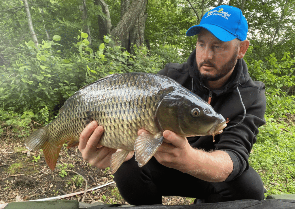 zvejys laikantis zuvi